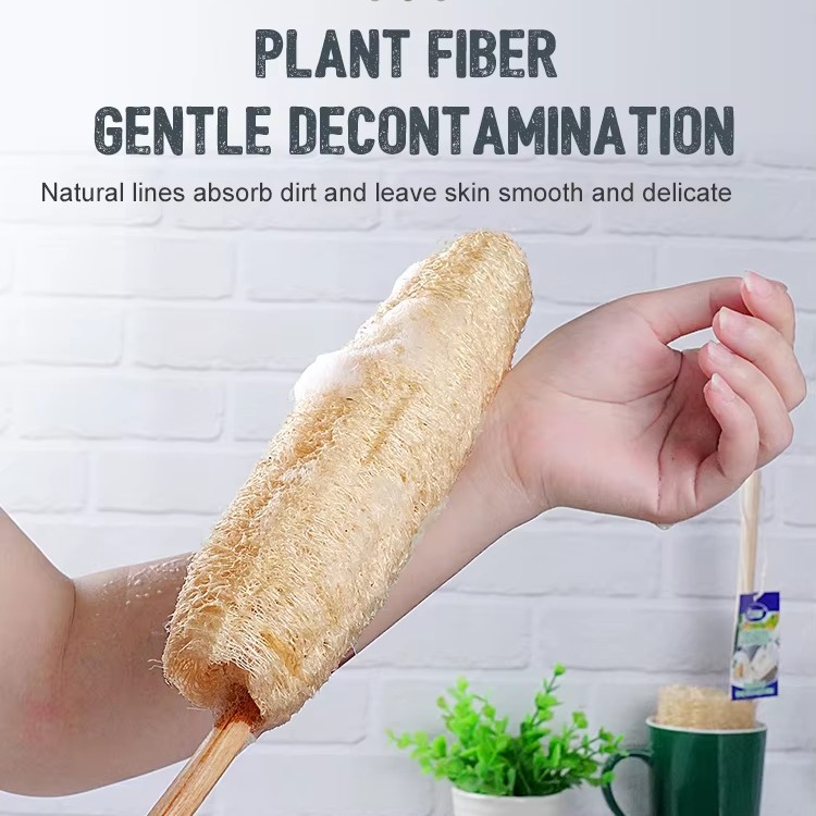 Badekörperbürste mit langem Stiel, Luffaschwamm